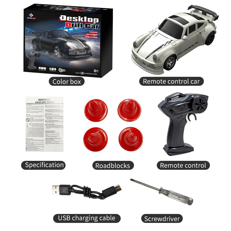 2025 New Kf20 1:64 Drift Rc Car Four-wheel remote-controlled racing car Full proportions Desk Competition Toy Boys Ideal gifts.